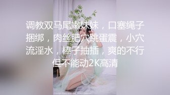 调教双马尾嫩妹妹，口塞绳子捆绑，肉丝肥穴跳蛋震，小穴流淫水，棒子抽插，爽的不行但不能动2K高清